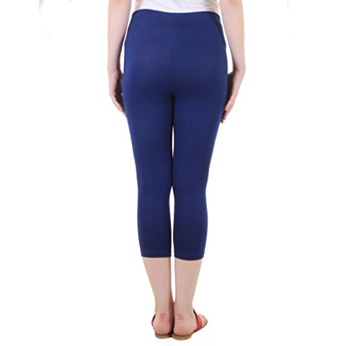 Image of DIAZ Women Cotton Stretchable Capri | Slim /Regular Fit | Breathable Yoga, Gym & Lounge Wear | High-Waist Stretchable 3 /4 Length Leggings with Wide Waistband - Pack of 1