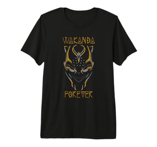 T-shirt Marvel Black Panther Wakanda Forever vêtement coton noir motif masque de rechange