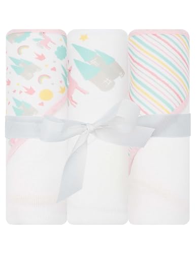Image of LITTLE CELEBRITY Hooded Baby Towels 3-Pack – Soft Baby Bath Towels with Hood for Newborns & Toddlers, Baby Hooded Towel Set, 30" x 26" (Baby Unicorn)