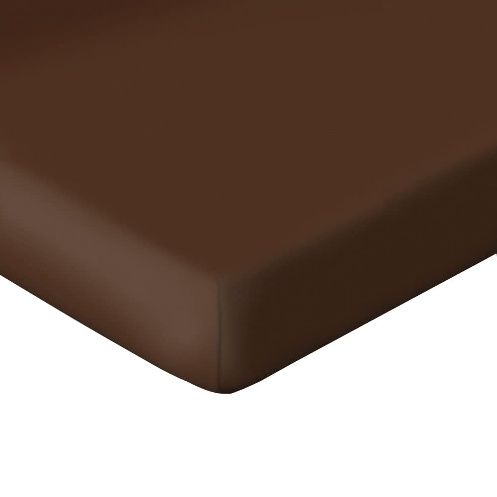 Bassetti Marrone 9314079 Fitted Sheet Plain Cotton/Elastane 180 x 200 cm / 200 x 220 cm, Brown, 180cm