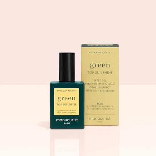 Manucurist • Green Sunshine Top Coat • Vegan Top Coat • 12-Free • Plant-Based Ingredients (69%) • Made in France • 0.5 fl oz