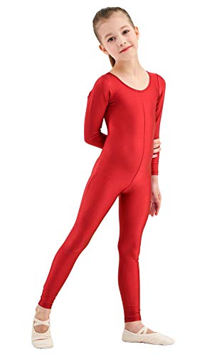Image of Kepblom Girls Scoop Neck Long Sleeve Unitard Bodysuit Dancewear For Child