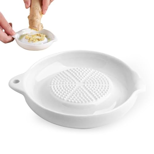 Rallador de Jengibre de Cerámica, Plato rallador de cerámica de un solo color, ideal para jengibre, parmesano, etc., en azul claro, hecho a mano y pintado a mano, Fácil de Limpiar y Almacenar