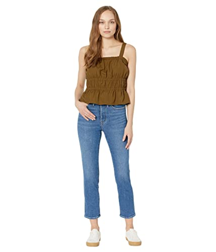 Madewell Poplin Sophia Peplum Tank Golden Spinach Sm (Women's 2-4) #TOP3