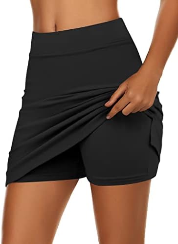 Ekouaer Golf Skort for Girls Comfy Active Athletic Skirt with Shorts Running Tennis Sport(FBA) Black