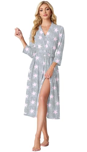Image of PrinStory Womens Robe Long Knit Bathrobe Lightweight Soft Robes Ladies Bath Robe