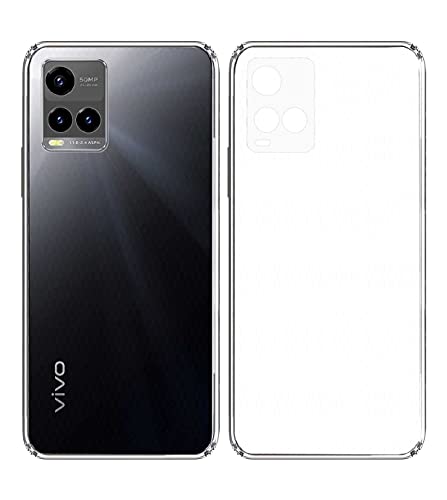 Image of Soft Flexible Silicone Back Cover Compatible with Vivo Y33s, Y21 2021 Transparent Case + Screen Guard