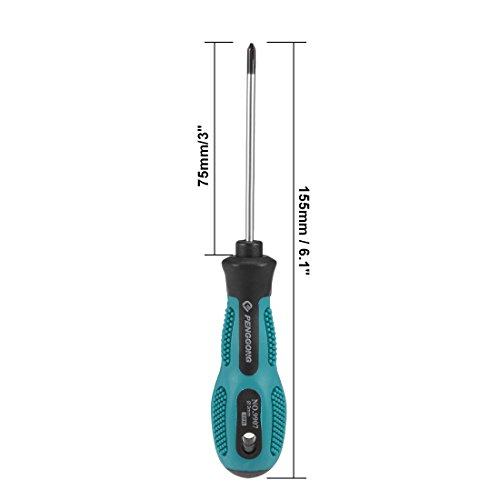 Image of uxcell #0 Phillips Screwdriver 3 Inch Round Shaft Non Slip Comfortable Handle