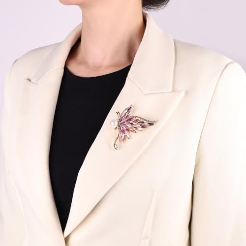 Image of Dainty Brooch Pin for Women, Rhinestone Scarf Shawl Costume Brooches and Pins Flower Boutonniere Hat Bag Suit Dress Accessories Pearl Brooches Lapel Pins