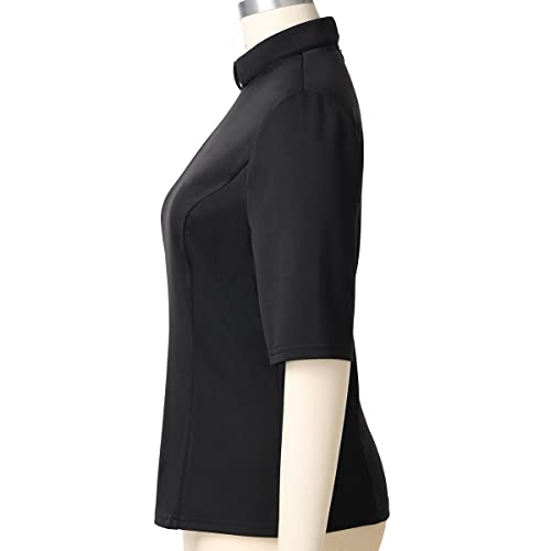 Womens Church Clergy Shirt with Tab Collar Spring/Summer Half Sleeve Slim Blouse Top4