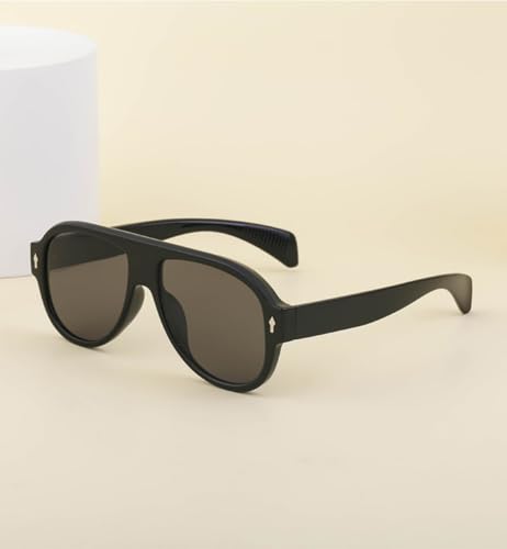 Image of IKANOO Retro Aviator Sunglasses for Women Men 70s Square Sun Glasses Trendy Vintage Orange Shades (Black)