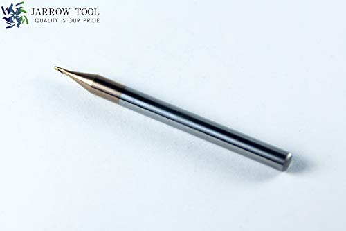 Image of Carbide Ball Nose End Mill for CNC Machine Milling Tools, for Alloy Steels /Hardened Metals - 2 Flute - 55HRC TiAlN Coated (5Pcs, 1 /32)