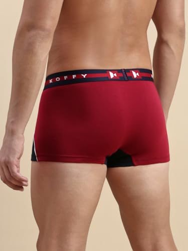 Image of KOFFY Pliable Cotton Modal Colorblocked Mini Trunk with Seamless Waistband