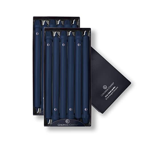 Image of Colonial Candle Unscented Taper Candle, Classic Collection, Indigo, 12 In, Pack of 12 - Up to 10 Hours Burn