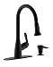 Single Handle Pull-Down Kitchen Faucet (with soap dispenser and deck plate Matte Black)