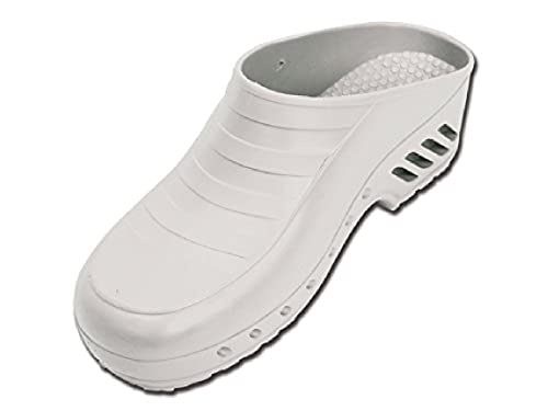 Gima - Zoccoli Professionali, Anatomici, Unisex, Antiscivolo, Antistatici, Tomaia Non Forata, Suola Forata, Colore Bianco, Misura 38 EU, 1 Paio
