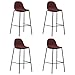 vidaXL 4 x stołek barowy, stołek barowy, stołek barowy, stołek barowy, stołek kuchenny, krzesło barowe, krzesło barowe, czerwone wino, metalowe nogi