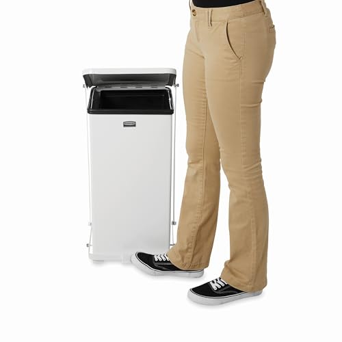 Image of Rubbermaid Commercial Products Defenders Step-On Trash Can with Plastic Liner 6.5-Gallon White Good with Infectious Waste in Doctors Office /Hospital /Medical /Healthcare Facilities