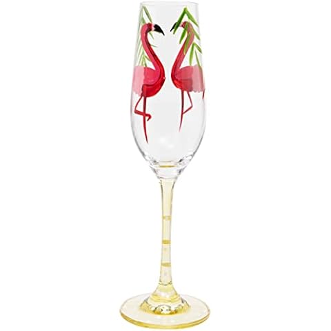 Maturi Handbemalte Flamingo-Champagnerflöte, 220 ml Cover