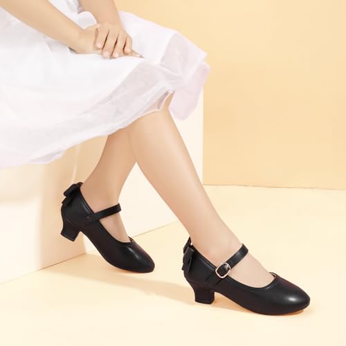 Image of PANDNAINJIA Girls Dress Shoes Toddler Heels Mary Jane Pumps