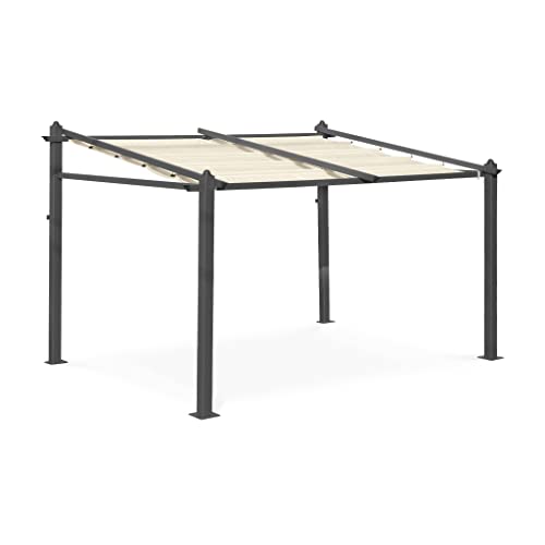 Alice's Garden 3x4m Pergola in Alluminio con Copertura Scorrevole, Murum, Ecrù, 355x290x251 cm