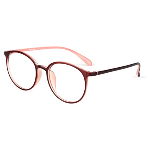 Occhiali da Lettura da Donna alla Moda con Blocco della Luce Blu, Lettori per Computer con Montatura Rotonda TR90 Ultraleggeri (Colore : Marrone, Dimensioni : 1.0 x)