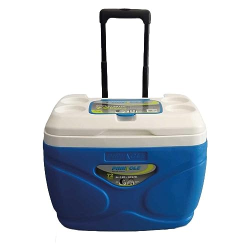 Pinnacle Nevera portátil 30 litros Roller 30L con Ruedas, Camping-Deportes, Azul y blanco , 48x33,5x41 cm