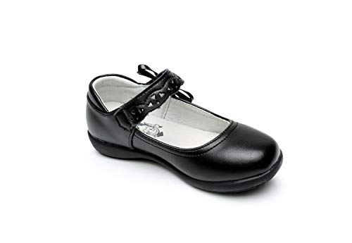 Kids Girl's Leather School Uniform Mary Jane Flats Princess Ballerina Ballet Dress Shoes (Little/Toddler Girls) (Black, Numeric_13)4