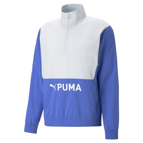 Image of PUMA Fit Men's Training Jacket with Half Zip Woven, Blue / Light Grey, L
