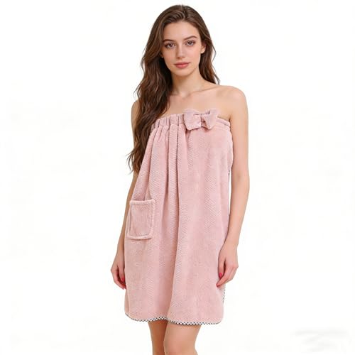 IBLUELOVER Saunakilt Damen Mädchen Sauna Kilt Mit Klettverschluss Tasche Saunamantel Gummizug Saunatuch Pool Badezimmer Saunahandtuch Frauen Badetuch Baderock Frottee Morgenmantel Weich Handtuch