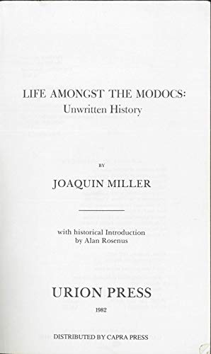 Life Amongst the Modocs: Unwritten History 0913522104 Book Cover