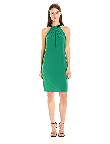 Robe de créateur Nine West émeraude en taille 10 avec col ornemental