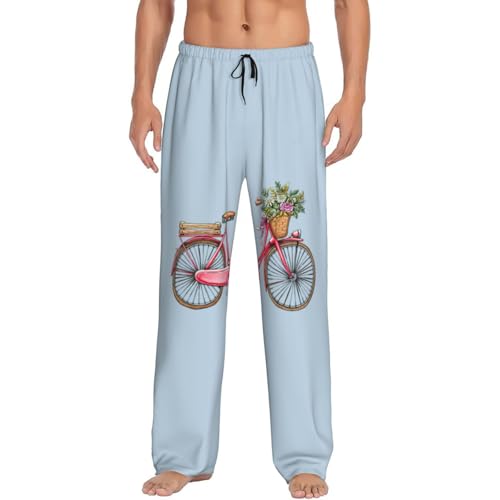 Pantalon de pyjama pour homme EdWal grande taille rouge à motif vélo rétro avec poches confort L