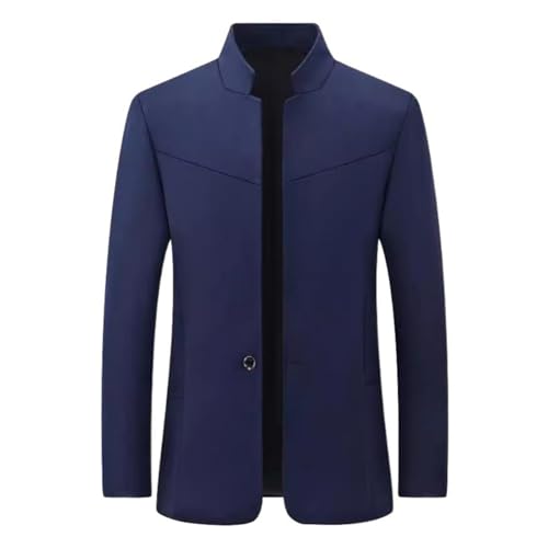 Veste Zhongshan Homme Printemps Automne Col Mao Casual-Navy Blue02-S