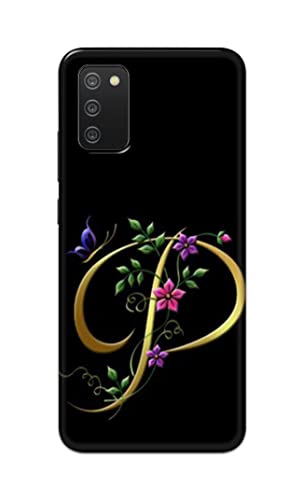 Image of Printed Hard Back Cover Case for Samsung Galaxy M02s | Samsung A02s | Samsung F02s | Samsung A03s Back Cover (Alphabet P) -1803