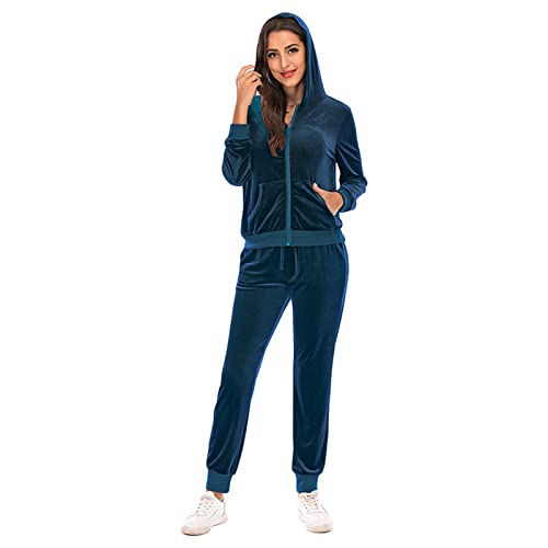Sweat à capuche zippé et pantalon de survêtement décontracté 2 pièces femmes