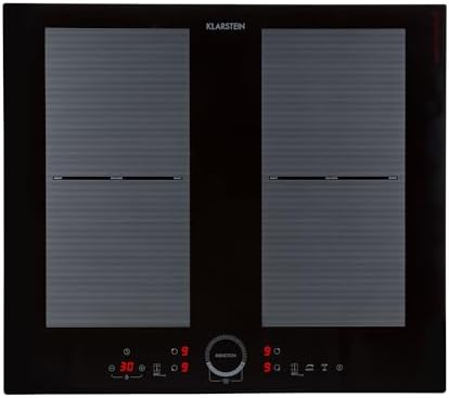 Klarstein Induktionskochfeld 4 Platten, Glaskeramik Kochfeld zum Einbauen, Touch-Display, Digitalanzeige und Timer-Funktion, schnelles Aufheizen, 7000 Watt