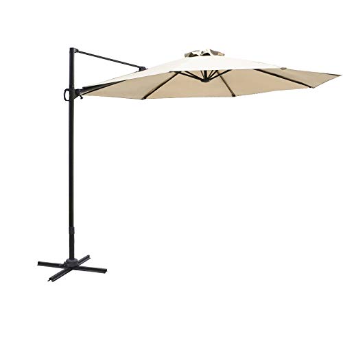 C Hopetree 10 Ft Cantilever Offset Outdoor Patio Umbrella With Tilt Beige Wantitall