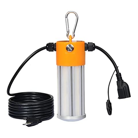 BMXKPO LED Suspended Jobsite Light（ 300 watt Equivalent） Linkable Temporary Work Construction String Light,with 3 Prong Plug 10FT 18AWG Heavy Duty Power Cord Cover
