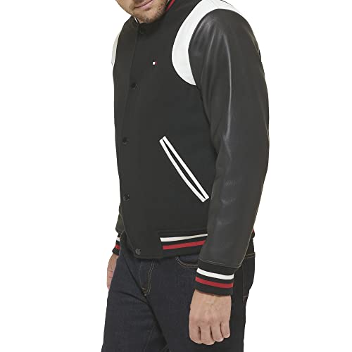 Tommy Hilfiger Men's Mixed Media Varsity Bomber Jacket3