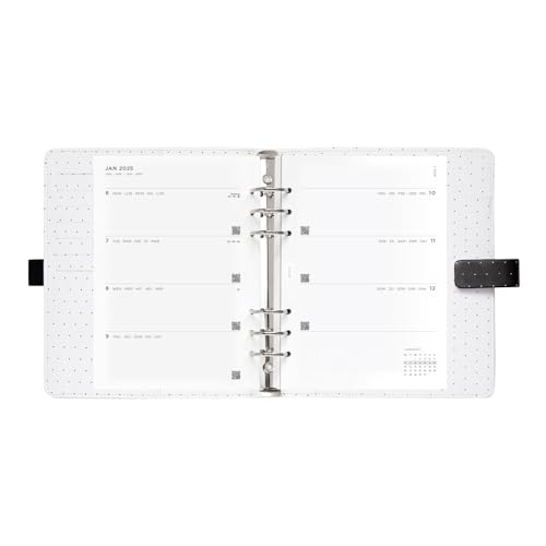 Filofax Moonlight Organizer, A5 Size, Black - Leather-Look, Gold Accents, Six Rings, Week-to-View Calendar Diary, Multilingual, 2025 (C022655-25) by Filofax - Image 5