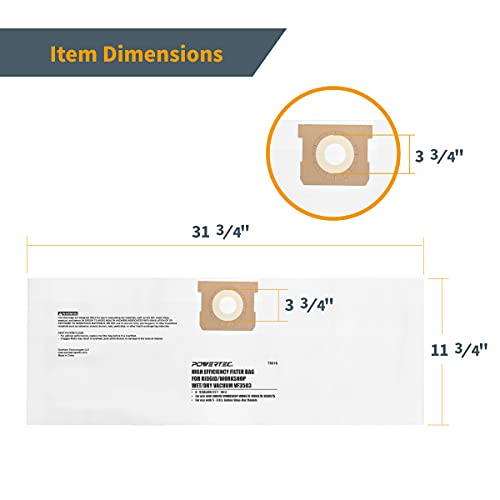 Powertec 75016 2Pk Vf3503 6-9 Gal Filter Bags For Ridgid Wet Dry Vacuum #TOP3