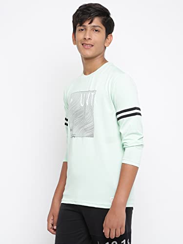 Image of Li'l Tomatoes Boys Regular Fit Printed Hooded Cotton Tshirt Mint