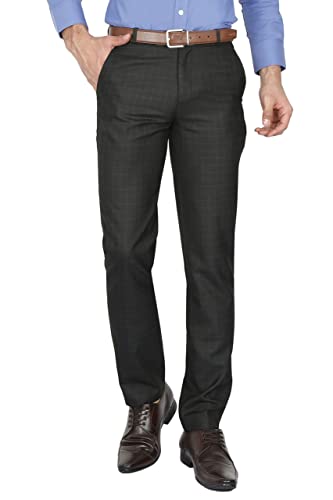 Image of Mc Henry Mens' Regular Fit Poly Blended Checkered Formal Trousers
