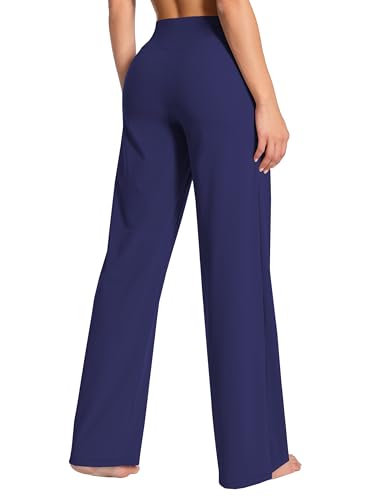 Image of BUBBLELIME Women High Waist Wide Legs Yoga Pants Loose Sweatpants Pockets | 29 inch /31 inch /33 inch /35 inch /37 inchInseam,2 Styles / Dress /Basic,Lounge,Comfy,Stretch Casual Work