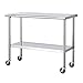 TRINITY EcoStorage Heavy Duty Stainless Steel Kitchen Prep Table with Adjustable Shelf and Wheels for Commercial and Industrial Use, NSF Certified, 300-900 lb Capacity