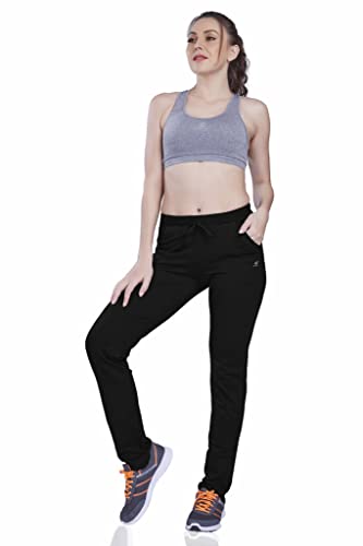 Image of Women's Solid Regular FIT ENRICH Cotton Track Pant Black