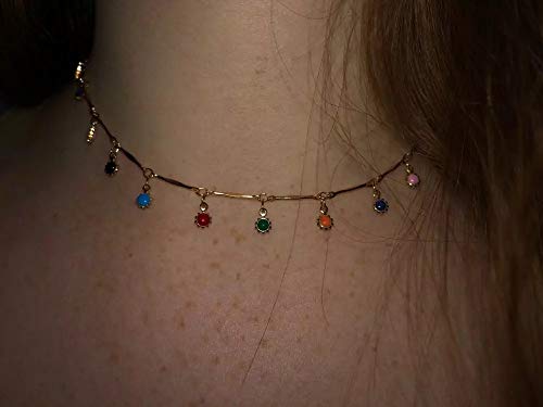 COLAR GARGANTILHA PINGENTES COLORIDOS SOL C5815