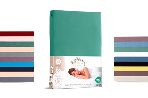 Livessa Spannbettlaken 80x200 aus Baumwolle Single-Jersey Stoff 140 g/m², Spannbetttuch/Bettlaken, Oeko-TEX Zertifiziert (M24M05FF9), Ultra weich Livessa Spannbettlaken 80x200 aus Baumwolle Single-Jersey Stoff 140 g/m², Spannbetttuch/Bettlaken, Oeko-TEX Zertifiziert (M24M05FF9), Ultra weich