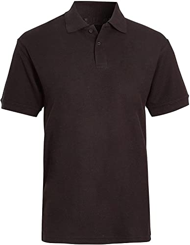 NY Deluxe Edition Polo Unisex de algodón Liso para niños y niñas, Uniforme de Regreso a la Escuela, de 5 a 14 años, Negro, 9-10 Años